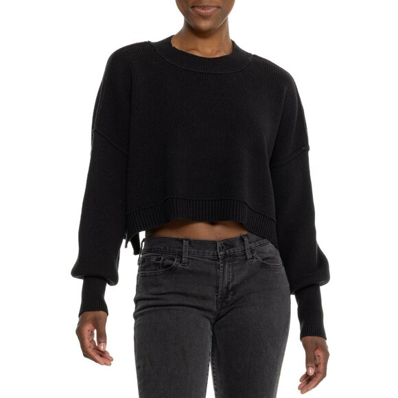 NEW FREE PEOPLE Easy Street Cropped Sweater in black 1225 3t0 - Picture 6 of 11